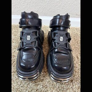 New Rock RePoshed Black NWOT Short Boots Shoes Ayustrong Aysz CD811 Metal 8